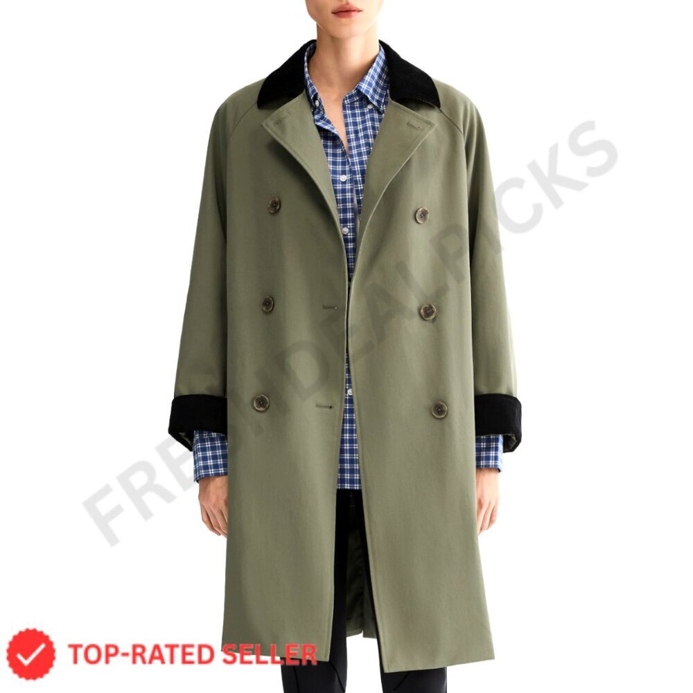 Oversized Double Breasted Trench Coat Windproof Barn Jacket Chic Classic